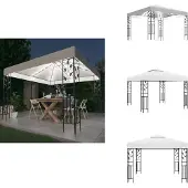 vidaXL Pavillon mit LED-Lichterkette 3x3 m Weiß - Pavillons & Partyzelte