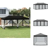 vidaXL Partyzelt Faltbar mit Seitenwänden Schwarz 3x6 m - Pavillons & Partyzelte