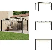 vidaXL Pergola mit Lamellendach 3x4 m Creme Stoff und Aluminium