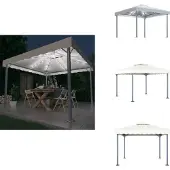 vidaXL Pavillon mit LED-Lichterkette 300x300 cm Cremeweiß Aluminium - Pavillons & Partyzelte