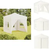 vidaXL Partyzelt Faltbar mit Seitenwänden Creme 2x2 m - Pavillons & Partyzelte