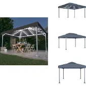 vidaXL Pavillon mit LED-Lichterkette 400x300 cm Anthrazit Aluminium - Pavillons & Partyzelte