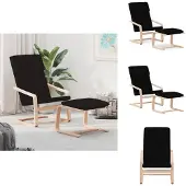 vidaXL Relaxsessel mit Hocker Schwarz Stoff - Sessel