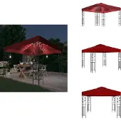 vidaXL Pavillon mit LED-Lichterkette 3x3 m Weinrot - Pavillons & Partyzelte