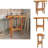 The Living Store Werkbank mit Schraubstöcken 92x48x83 cm Massivholz Akazie