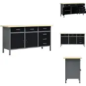 vidaXL Arbeitstisch Schwarz 160 x 60 x 85 cm Stahl - Werkbänke