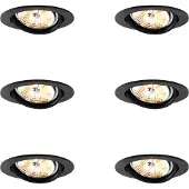 QAZQA - Set mit 6 modernen, schwenkbaren schwarzen Einbaustrahlern AR70 - Cisco I Wohnzimmer I Schlafzimmer - Aluminium - LED geeignet GU10