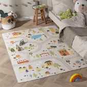 Little Olly Auto Spielteppich - Rocky Ride Grau 140x200 cm