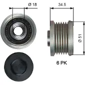 Gates Generatorfreilauf Riemenscheibe Lichtmaschine für MAZDA CX-5 (KE, GH) Ø51mm