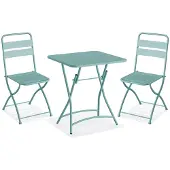 Essentials Breeze Klappbares Outdoor Bistro-Set, 2-Sitzer, Blau, pulverbeschichteter Stahl, 60 cm breit
