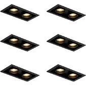 QAZQA - Set mit 6 modernen, schwarzen Einbaustrahlern, verstellbar, 2-flammig - Roof I Wohnzimmer I Schlafzimmer - Aluminium - LED geeignet GU10