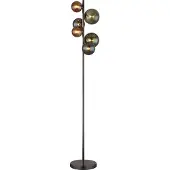 Globo Schwarze Stehleuchte Riha Farbiges Glas 6-flammig
