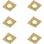 QAZQA - Set mit 6 modernen Bad I Badezimmer Außen Einbaustrahlern Gold I Messing Quadratisch IP44 - Xena I Außenbeleuchtung - Aluminium - LED geeignet GU10
