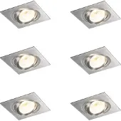 QAZQA - 6er-Set Einbaustrahler stahl I nickel matt neigbar - Lock 1 I Wohnzimmer I Schlafzimmer - Aluminium - LED geeignet GU10