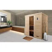 Weka Sauna "Premium-Massiv-Elementsauna KEMI 4" Blockbohlen, vorgefertigte Elemente, moderne Ganzglastür