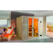 Weka Sauna "Massivholzsauna VALIDA 4", Blockbohlen, Fensterelement, moderne Ganzglastür