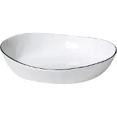 Broste Copenhagen Salz Servierschale weißes Porzellan mit schwarzem Rand B18,2 x L20 x H4 cm