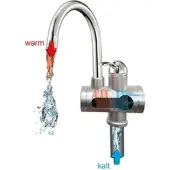 Mauk Armatur Wasserhahn | elektrischer Durchlauferhitzer mit LED Temperaturanzeige | Silber