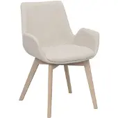 Rowico Home Stuhl Drimsdale 2er Set mit Armlehne aus Eiche und Stoff, skandinavischer Stil, beige whitewash