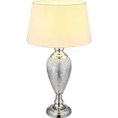 Globo Lighting Tischleuchte Metall verchromt, Glas klar, silberfarben verlaufend, Textil weiß, Kabel Textil schwarz, Wippschalter am Kabel, ø: 380mm, H: 660mm, Kabellänge 1480mm, exkl. 1x E27 40W 230V