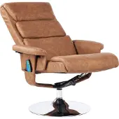 Beliani Massagesessel mit Fußhocker Braun Kunstleder Drehbar Heizfunktion Liegefunktion Timer Fernbedienung Modern für Büro Arbeitszimmer