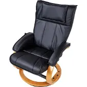 Beliani Massagesessel mit Fußhocker Schwarz Kunstleder Drehbar Holzbeine Heizfunktion Liegefunktion Timer Fernbedienung Modern für Büro Arbeitszimmer