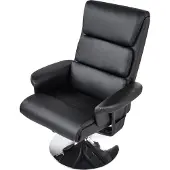 Beliani Massagesessel mit Fußhocker Schwarz Kunstleder Drehbar Heizfunktion Liegefunktion Timer Fernbedienung Modern für Büro Arbeitszimmer