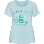 Vivance Pyjamaoberteil DREAMS, Damen, Gr. 32/34, blau, Single Jersey, Obermaterial: 100% Baumwolle, unifarben, Basic hüftlang, Rundhals, eingesetzt, Shirts Pyjamaoberteil, mit schönem Frontprint