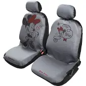Tataway Paar Autositzbezüge für vorne, Minnie Mouse, Mickey Mouse, Kopfstütze, Grau, Rot, Airbag-kompatibel, universell für alle Autos