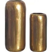 FineBuy Vase 2er Set Blumenvase Aluminium Zylinder Tischvase Rund Dekovase