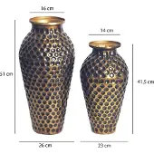 FineBuy Vase 2er Set Blumenvase Aluminium Amphore Tischvase Rund Dekovase
