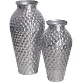 FineBuy Vase 2er Set Blumenvase Aluminium Amphore Tischvase Rund Dekovase