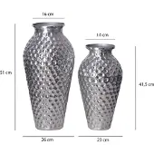FineBuy Vase 2er Set Blumenvase Aluminium Amphore Tischvase Rund Dekovase