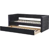 Beliani Tagesbett Rosa Samtstoff mit Lattenrost 90 x 200 cm Ausziehbar Modern Glamour Ausziehbett für 2 Personen Gästezimmer Kinderzmmer Jugendzimmer