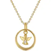 Trendor 28210 Taufring Mit Engel Gold 333 / 8K An Vergoldeter Silberkette