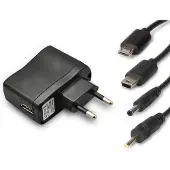 Hamlet Universal-Wandladegerät 4 in 1 USB 2A Schwarz für Smartphone Tablet