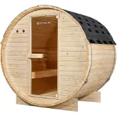 Artsauna Outdoor Fasssauna Spitzbergen 120 für 2 Personen - 3,6 kW Ofen & Zubehör