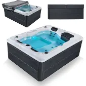 Artsauna Outdoor Whirlpool Oasis - Spa mit Massagedüsen, LED-Beleuchtung, 2 Filter, Abdeckung, Pumpe - Whirlpool winterfest & beheizbar