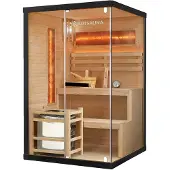 Artsauna Traditionelle Sauna Vantaa 120 - schwarz, Salzsteine, Hemlock Holz, 3,5 kW Saunaofen, Indoor Sauna 2 Personen, Komplett-Set
