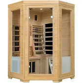Artsauna Eck-Infrarotkabine Aalborg - Infrarotsauna für bis zu 2 Personen mit Dual-Technologie, LED-Farblicht & Liege - Wärmekabine 120x120 cm