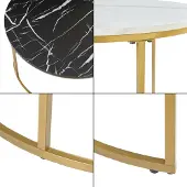 En.casa Couchtisch ’Christchurch’ 2er Set Satztisch Metallgestell Marmoroptik, Schwarz/Weiß/Gold