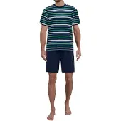 Götzburg Shorty "Bray" 2 tlg. Kurzarm, Rundhalsausschnitt, kurze Hose, Baumwollmix, Streifendesign