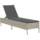The Living Store Sonnenliege mit Auflage Hellgrau Poly Rattan