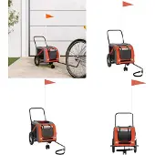 vidaXL Fahrradanhänger Hunde Orange und Schwarz Oxford-Gewebe & Eisen