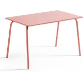 Oviala Rechteckiger Metallgartentisch 120 cm Rosa - Palavas