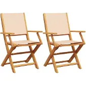 vidaXL Gartenstühle 2 Stk. Beige Massivholz Akazie & Stoff