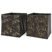 Vicco Faltbox Aufbewahrungsbox Regalbox Schwarz Gold Floral 2 Hartkarton Ablage