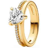 Pandora 163100C01 Damen-Ring Doppelschiene mit Herz Goldfarben