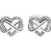 Pandora 292667C01 Damen-Ohrstecker Funkelndes Unendlichkeits-Herz Silber