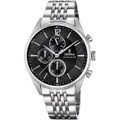 Festina Chronograph "Timeless Chronograph", silber (silberfarben, schwarz, schwarz), Armbanduhren, Herren, silberfarben, Chronograph, Armbanduhr, Quarzuhr, Herrenuhr, Stoppfunktion, Edelstahlarmband